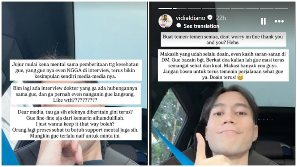 Postingan Vidi Aldiano (Story Instagram)